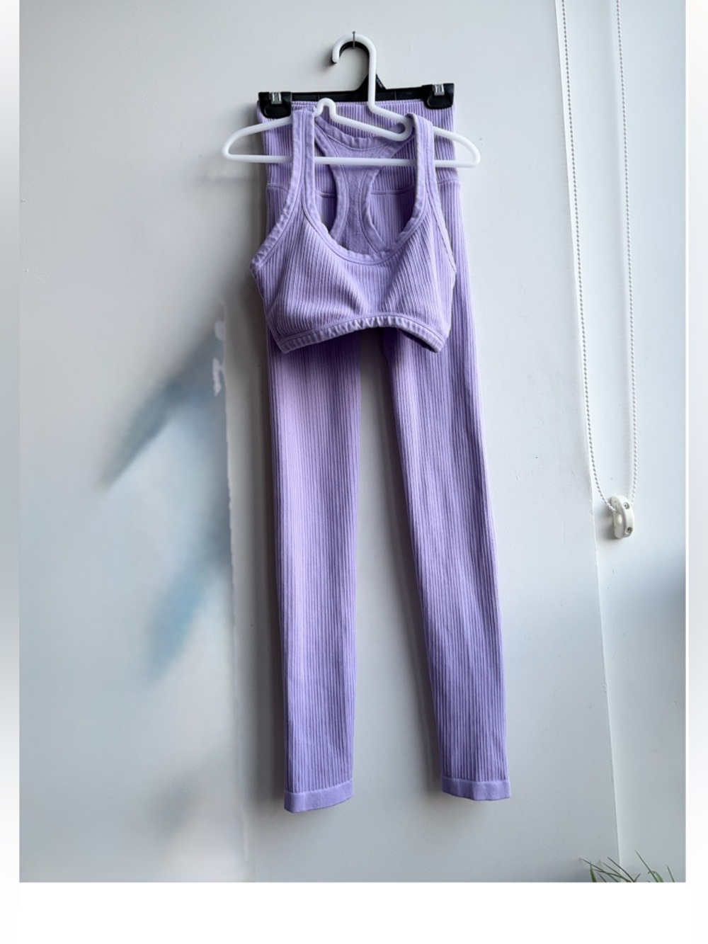 All in Motion Women’s 2 pc Set Purple Ribbed Sports Bra & Legging Set lavender